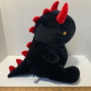 Ditucu Black Dragon Plush Stuffed Animal Red Horns Spikes 12 Inch Toy